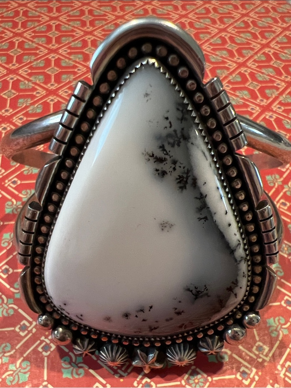 Montana agate Black-and-White Triangle Cuff Bracelet